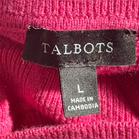 Talbots Vibrant Pink Ribbed Turtleneck Sweater-Womens Large - Picture 3 of 4